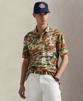 Мужская классическая поло из тропической льняно-хлопковой ткани Polo Ralph Lauren, мультиколор