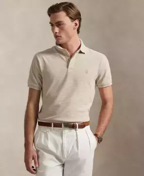 Мужская классическая поло Oxford Mesh с эластичной посадкой Polo Ralph Lauren, коричневый/бежевый