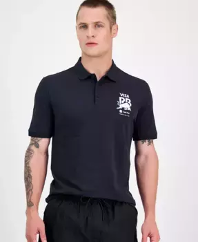 Мужская классическая поло с коротким рукавом свободного кроя и спонсорскими логотипами Core Fanwear Hugo Boss, черный