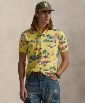 Мужская классическая поло с медведем Polo Bear из сетчатой ткани Polo Ralph Lauren, желтый