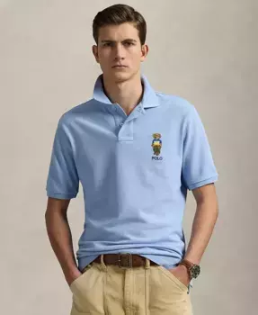 Мужская классическая поло с медведем Polo Bear из сетчатой ткани Polo Ralph Lauren, синий
