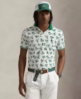 Мужская классическая поло с принтом из сетчатой ткани Polo Ralph Lauren, белый