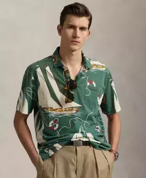 Мужская классическая поло с принтом парусника Polo Ralph Lauren, зеленый