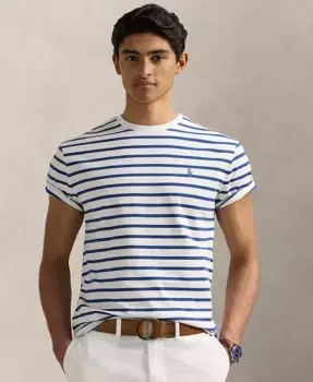 Мужская классическая полосатая футболка из хлопкового джерси Polo Ralph Lauren, синий