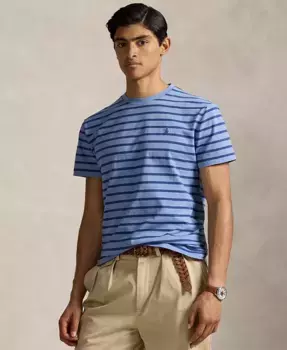 Мужская классическая полосатая футболка из хлопкового джерси Polo Ralph Lauren, синий