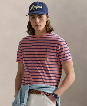 Мужская классическая полосатая футболка из хлопкового джерси Polo Ralph Lauren, красный