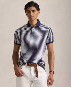 Мужская классическая полосатая поло из сетчатой ткани Polo Ralph Lauren, белый