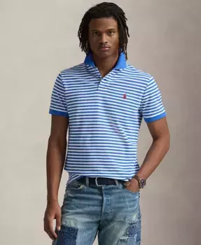 Мужская классическая полосатая поло из сетчатой ткани Polo Ralph Lauren, синий