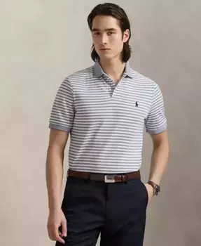 Мужская классическая полосатая поло из сетчатой ткани Polo Ralph Lauren, синий