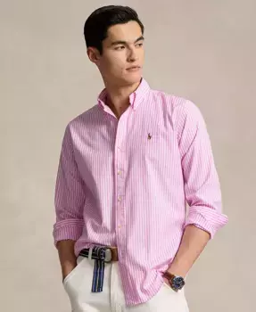 Мужская классическая полосатая растягивающаяся рубашка Oxford Polo Ralph Lauren, мультиколор