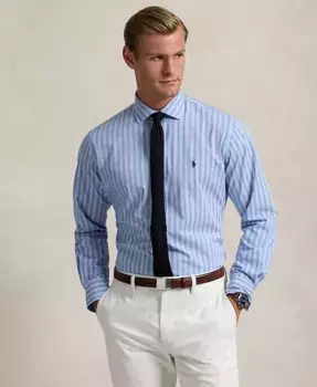 Мужская классическая полосатая рубашка из стрейч-поплина Polo Ralph Lauren, синий