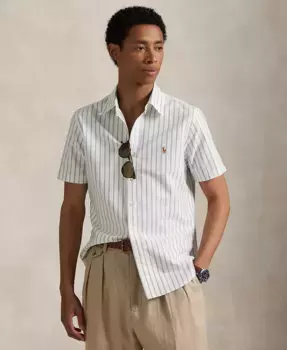 Мужская классическая полосатая рубашка Oxford Polo Ralph Lauren, белый