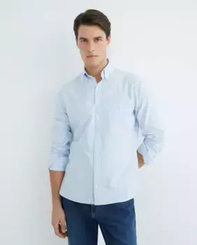 Мужская классическая полосатая рубашка оксфорд с карманом Hackett, синий