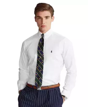 Мужская классическая растягивающаяся рубашка Oxford Polo Ralph Lauren, белый