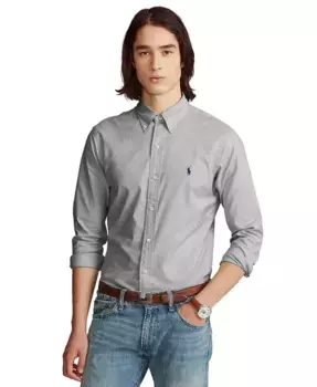 Мужская классическая растягивающаяся рубашка Oxford Polo Ralph Lauren, серый
