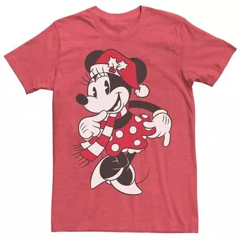 Мужская классическая рождественская футболка с портретом Минни Маус Disney's Licensed Character, цвет Red Heather
