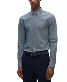 Мужская классическая рубашка boss slim fit Hugo Boss, темно-синий