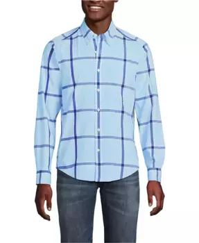 Мужская классическая рубашка Essential Lightweight Poplin Lands' End, синий