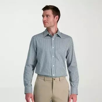 Мужская классическая рубашка Haggar Premium Comfort классического кроя, устойчивая к морщинам, цвет Dark Green Check