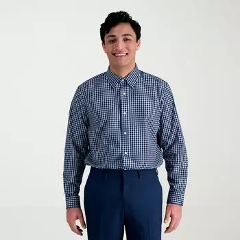 Мужская классическая рубашка Haggar Premium Comfort классического кроя, устойчивая к морщинам, цвет Navy Check