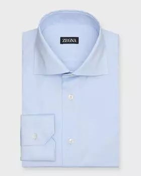 Мужская классическая рубашка из хлопка стрейч ZEGNA, цвет Bright Blue Solid