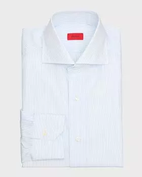 Мужская классическая рубашка из хлопка в полоску Isaia, цвет Whitepast