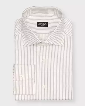 Мужская классическая рубашка из хлопка в полоску Trecapi ZEGNA, цвет Black Stripe