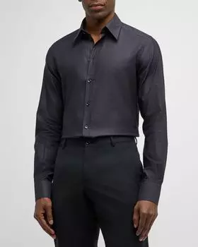 Мужская классическая рубашка из хлопка в стиле пиндо Dolce&Gabbana, цвет Med Blue