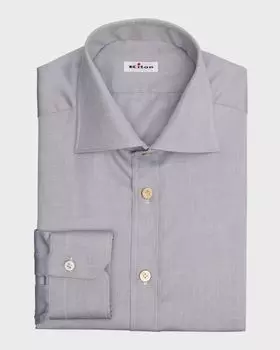 Мужская классическая рубашка из хлопкового твила Kiton, цвет Gry