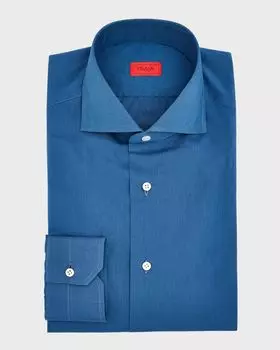 Мужская классическая рубашка из однотонного хлопка Isaia, цвет Light Blue