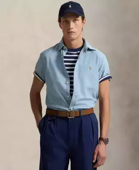 Мужская классическая рубашка из шамбре Polo Ralph Lauren, синий
