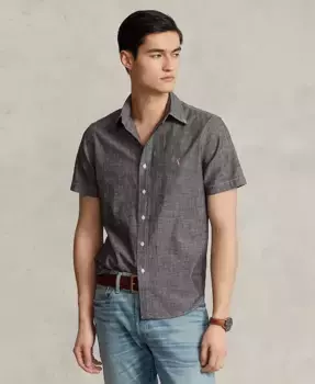 Мужская классическая рубашка из шамбре Polo Ralph Lauren, серый