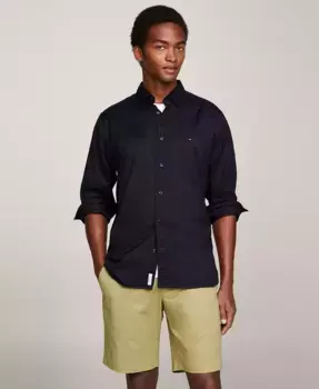 Мужская классическая рубашка из стрейч-поплина на пуговицах Tommy Hilfiger, синий