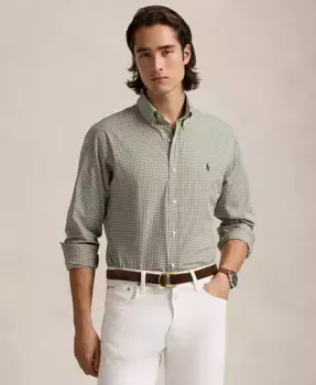 Мужская классическая рубашка из стрейч-поплина в клетку Polo Ralph Lauren, зеленый