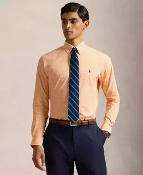 Мужская классическая рубашка из стрейч-поплина в клетку Polo Ralph Lauren, оранжевый