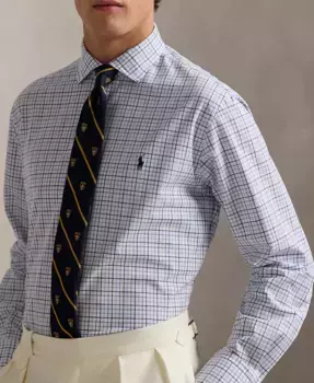 Мужская классическая рубашка из стретч-поплина в клетку Tattersall Polo Ralph Lauren, мультиколор