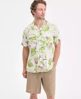 Мужская классическая рубашка-кемп с цветочным принтом и пуговицами Elevated Kurt Regular-Fit Club Room, белый