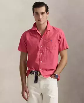Мужская классическая рубашка-кемпер из льна и хлопка Polo Ralph Lauren, красный