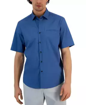 Мужская классическая рубашка Modern Classic-Fit Stretch Solid Button-Down Alfani, синий
