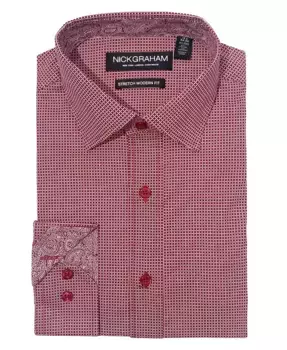 Мужская классическая рубашка Modern Fit Zig Zag с узором "зигзаг" Nick Graham, красный