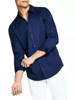 Мужская классическая рубашка на пуговицах приталенного кроя INC, цвет Basic Navy
