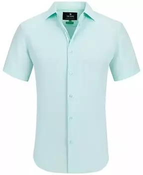 Мужская классическая рубашка на пуговицах приталенного кроя с короткими рукавами Tom Baine, зеленый