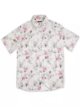 Мужская классическая рубашка на пуговицах с коротким рукавом Benson, цвет Ivory//Pom