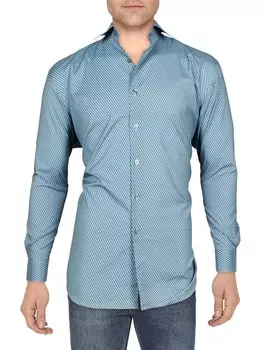 Мужская классическая рубашка на пуговицах с принтом Alfani, цвет Neo Navy
