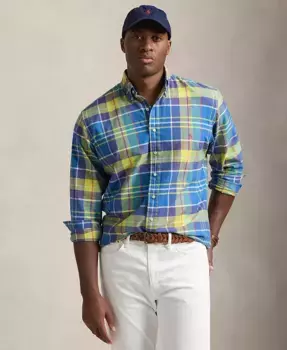 Мужская классическая рубашка Oxford больших размеров Iconic Polo Ralph Lauren, синий