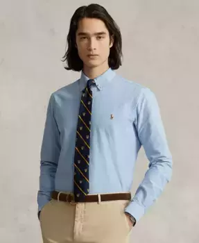 Мужская классическая рубашка Oxford Custom Fit Polo Ralph Lauren, синий