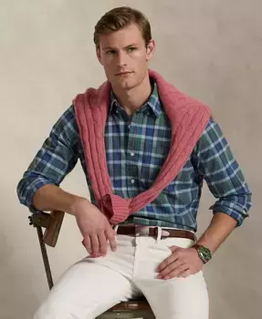 Мужская классическая рубашка Oxford в клетку Polo Ralph Lauren, зеленый