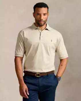 Мужская классическая рубашка поло из хлопка больших размеров Polo Ralph Lauren, цвет Crema