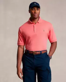 Мужская классическая рубашка поло из хлопка больших размеров Polo Ralph Lauren, коралловый