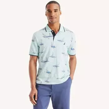 Мужская классическая рубашка-поло Nautica с принтом, цвет seawater blue